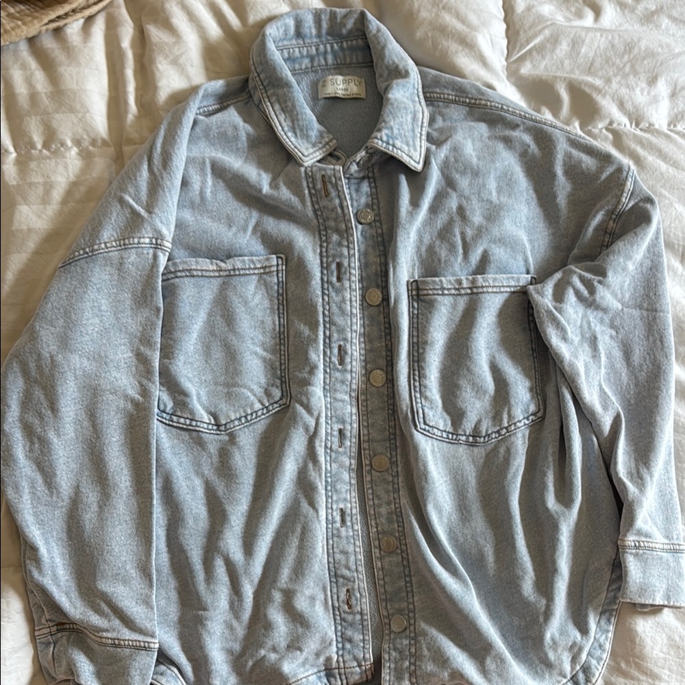 Z Supply All Day Knit Denim Jacket L